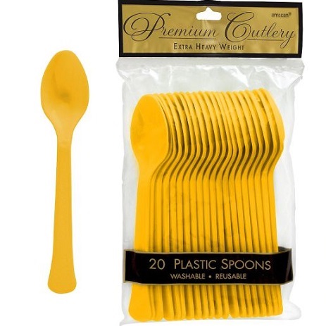 cucharas amarillas desechables para fiestas de plastico 20 piezas