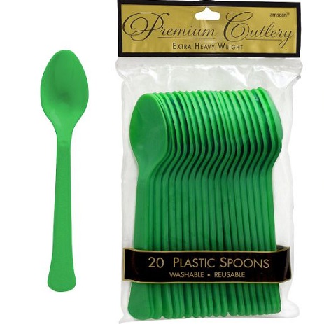 cucharas verdes desechables