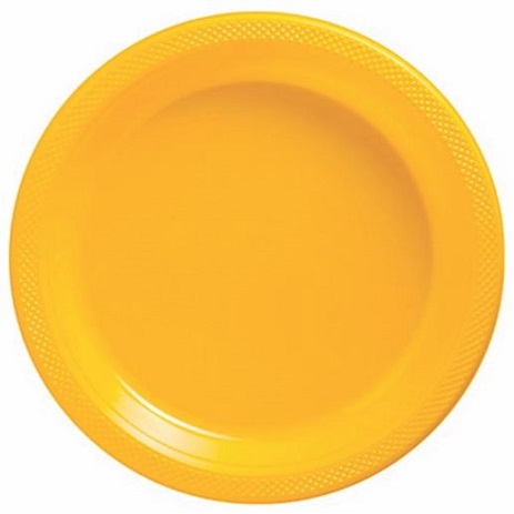 plato amarillo desechable grande para fiestas