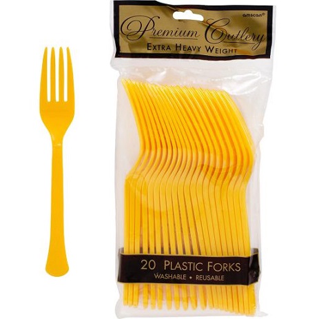 tenedores amarillos desechables para fiestas 20 piezas