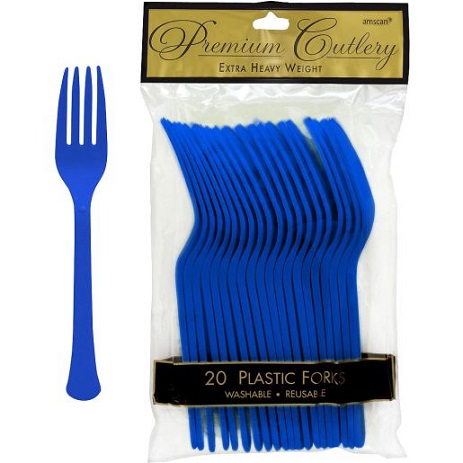 tenedores azules desechables para fiestas