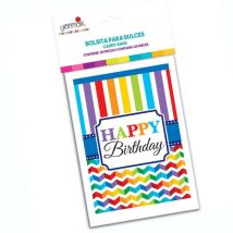 bolsitas para dulces de happy birthday del tema bright de plastico