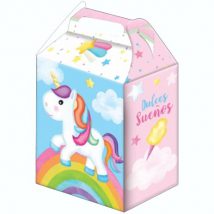 caja de unicornio bebe de carton para dulces