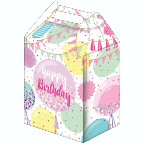Caja para dulces de carton happy birthay tema ballon