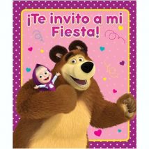 invitaciones de carton de masha y el oso