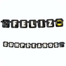letrero de feliz cumpleaños de batman de carton para fiesta infantil