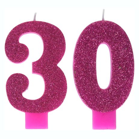 vela numero 30, vela rosa de aniversario 30