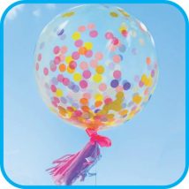 globo gigante de helio con confeti de colores para cumpleaños