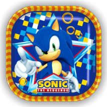 Platos de sonic cuadrados de carton para fiesta infantil
