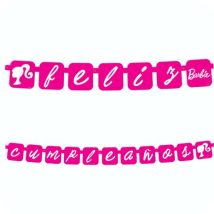 letrero de feliz cumpleaños de barbie de carton para fiestas