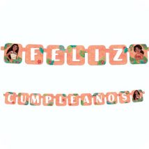 Letrero de Feliz Cumpleaños Moana de carton para fiestas