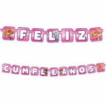 letrero de feliz cumpleaños patrulla canina niñas