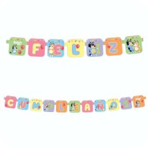 Letrero de Feliz Cumpleaños de Bluey carton para adornar fiestas