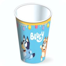 vasos de bluey de carton para fiestas infantiles